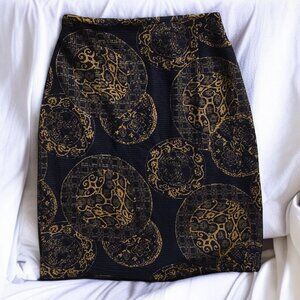 REMIX NEW YORK (MED) Vintage Light Crush Velvet Black/Brown Mini Skirt
